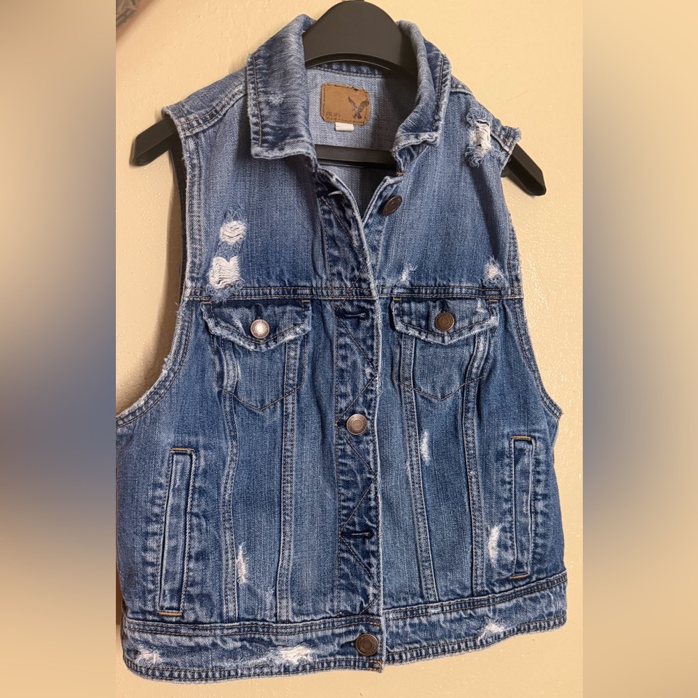 Distressed Denim Vest